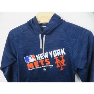 New York Mets Hoodie Mens Medium Blue MLB Baseball Majestic Authentic Collection